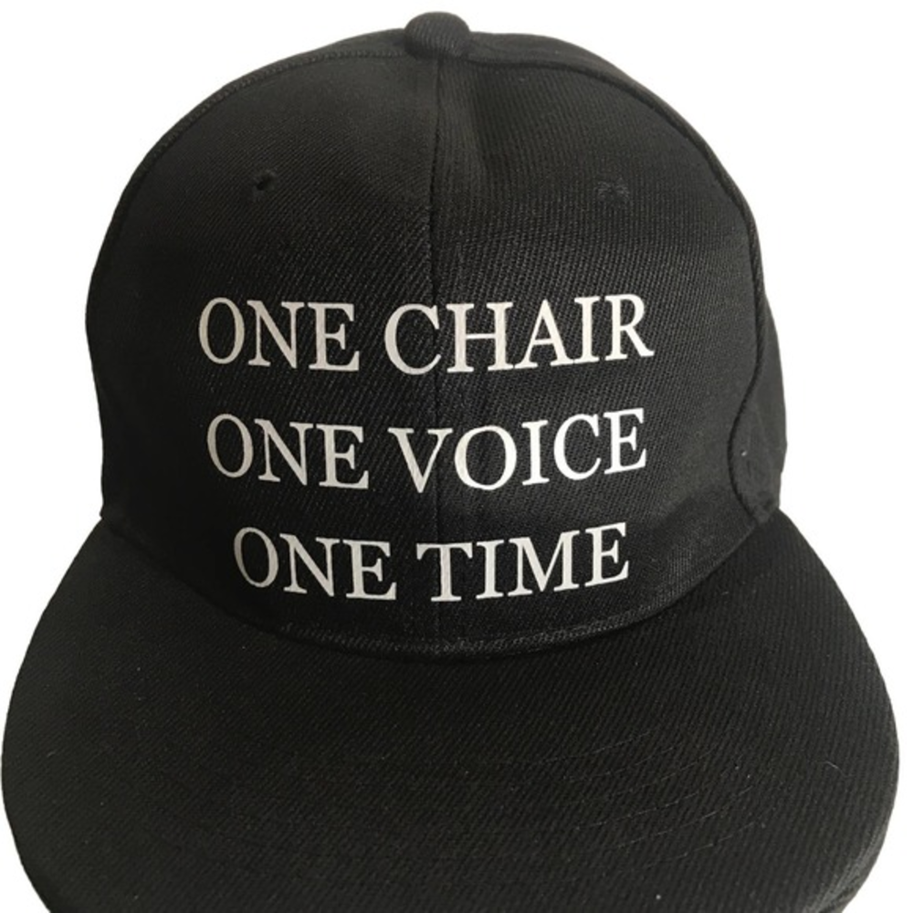 NWT Unisex Black Baseball Caps “One Chair‎ One Voice One Time”
